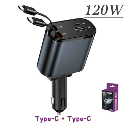 Automodstore™ 4 IN 1 Retractable Fast Car Charger