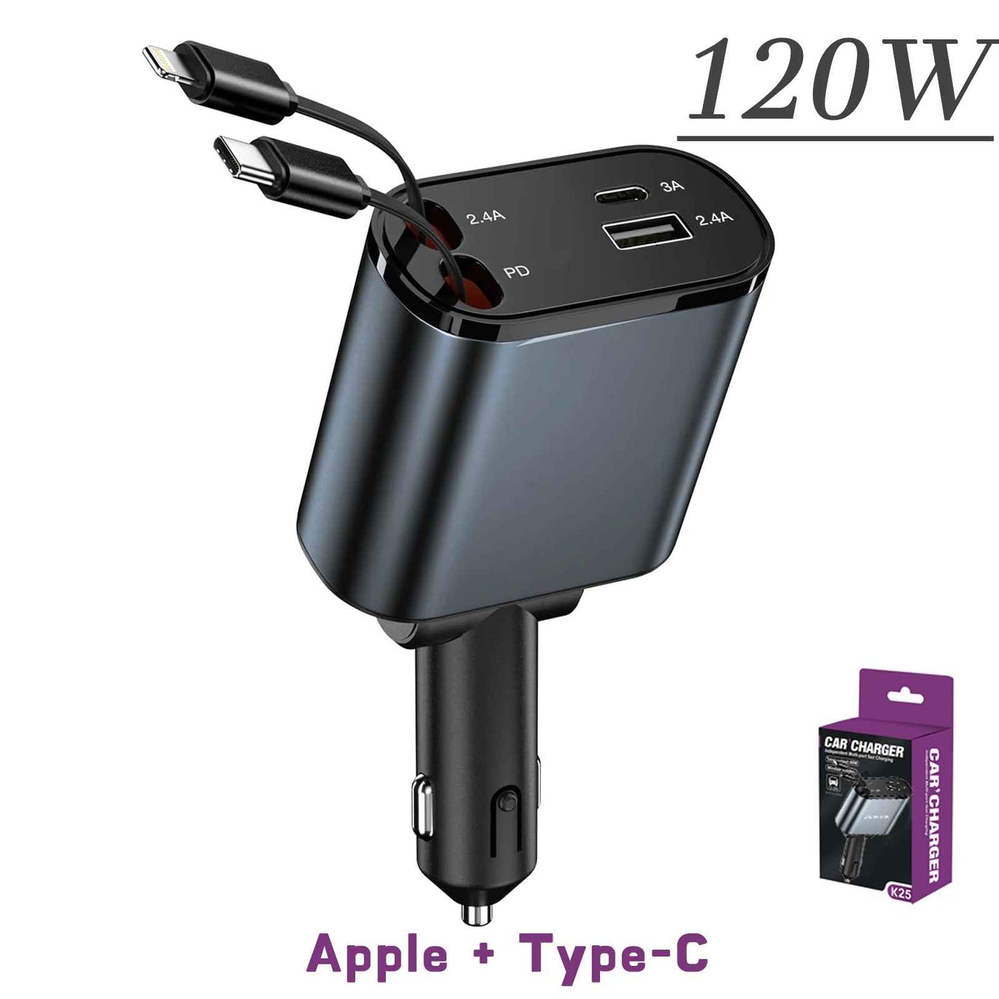 Automodstore™ 4 IN 1 Retractable Fast Car Charger