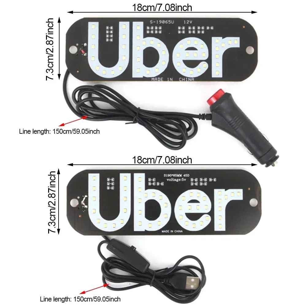 12V LED Uber Bright Windshield Sign for Uber Drivers