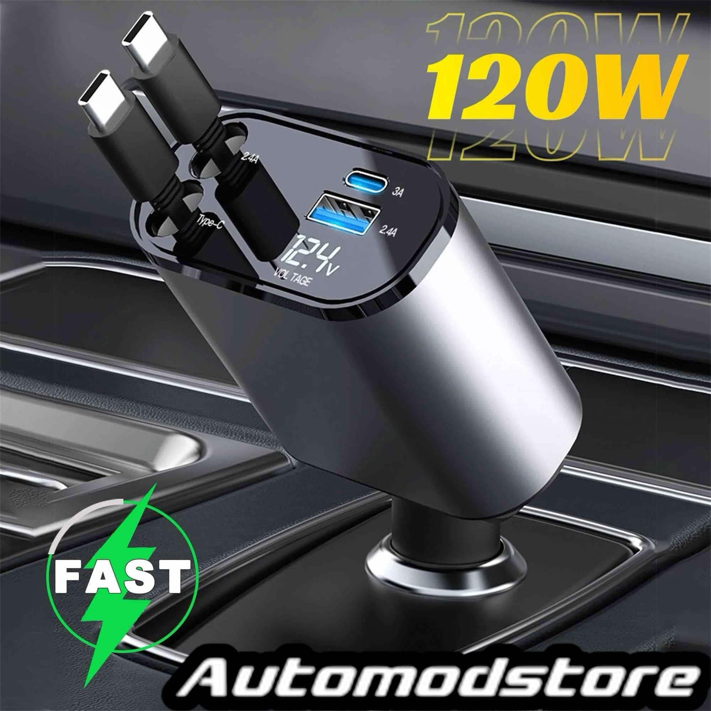 Automodstore™ 4 IN 1 Retractable Fast Car Charger